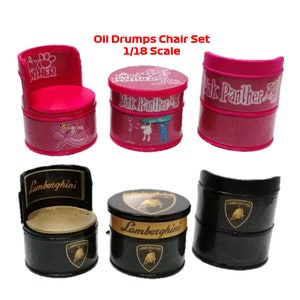 Oil Drums Chairs Set 1/18 Scale Diorama Garage Accesorio