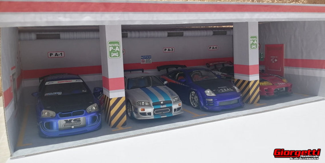 Printable Diorama Parking Lot 1/18 Scale Garage Diorama Etsy