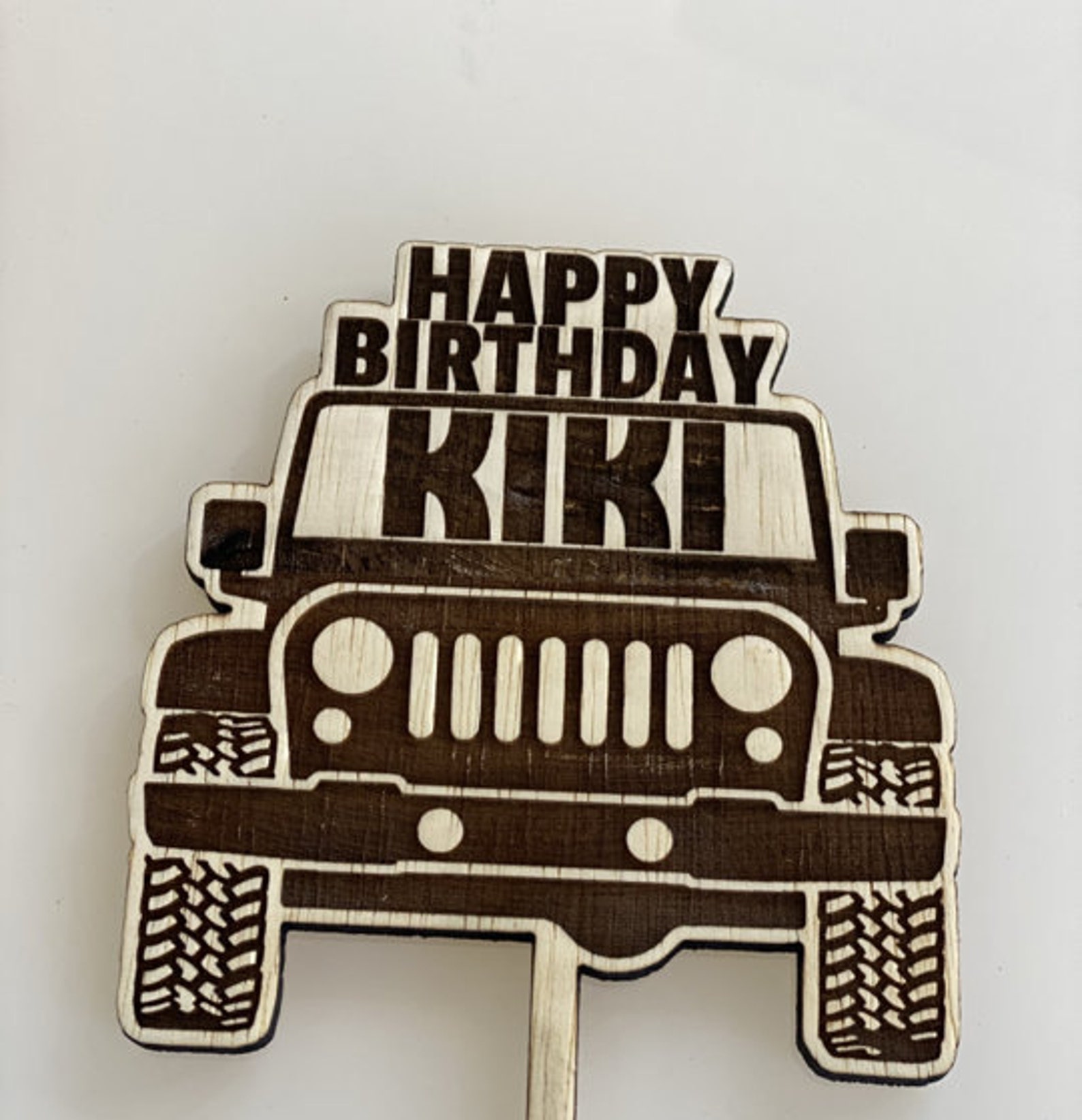 Personalized Wooden Jeep Happy Birthday Cake Topper Car Etsy