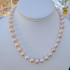 Genuine cultured seeded freshwater multi-light color natural color pearl necklace knotted with sterling silver S925 clasp 18 inches