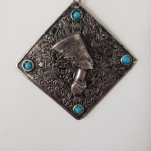 Vintage silver colored Egyptian theme necklace