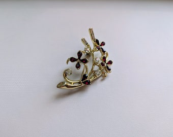 Broche Vintage En Forme De Violon - Argent 925 Et Ambre - Occasion Bon état