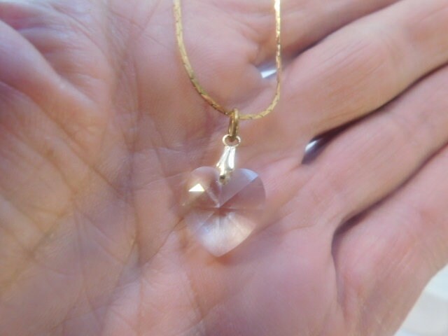 Clear Quartz Heart Necklace 18 Kt GP 18 Inch Chain - Etsy Canada
