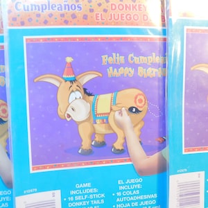 2x Vintage Pin The Tail On The Donkey Game With Poster Self Stick Tails