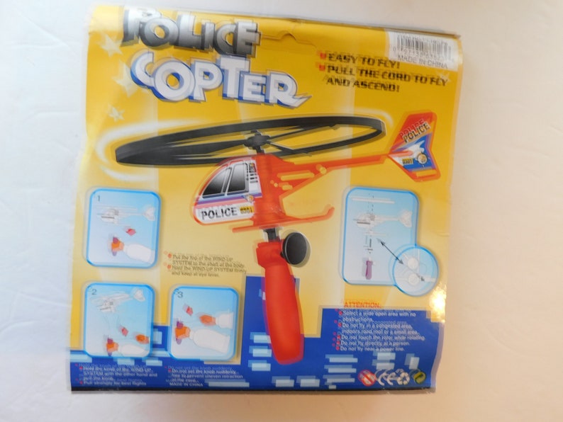 Toy Zoom Police Copter launcher Helicopter Flies Upto 60 feet Vintage image 3