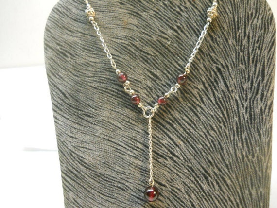 Garnet Stone Crafted Solid Sterling Silver 925 Y … - image 1