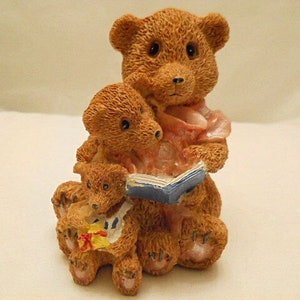 Vintage Bear Figurine with Cubs Collectible