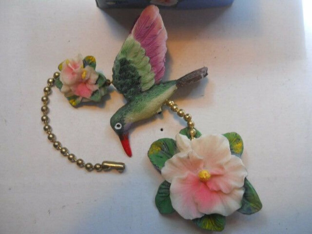 Vintage Hummingbird Fan Pull Hand Painted Decorative Lights Accessories