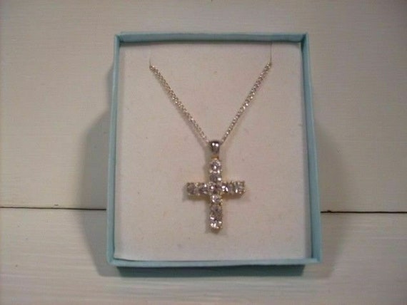 Beautiful Austrian Crystal Cross 10 Stone Crystal… - image 1