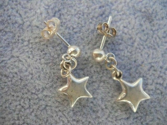 925 Stars & Ball Stud Post Dangle Earrings Sterli… - image 2