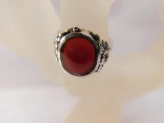 925 Red Carnelian Solid Sterling Silver Ring Sz 7… - image 2