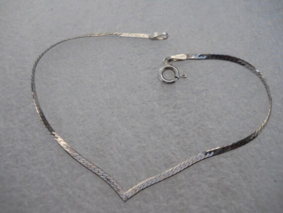 Signed Sterling Silver V Bracelet, Solid Silver I… - image 4