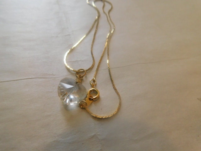 Clear Quartz Heart Necklace 18 Kt GP 18 Inch Chain - Etsy Canada