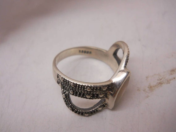 925 Crafted Solid Sterling Silver MOP Ring Sz 8 D… - image 4