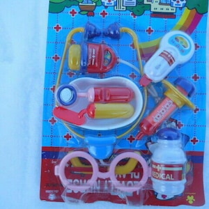 Vintage Spielzeug Krankenschwester Arzt Spielset mit Zubehör Schönes Krankenschwesterspielzeug Ty149