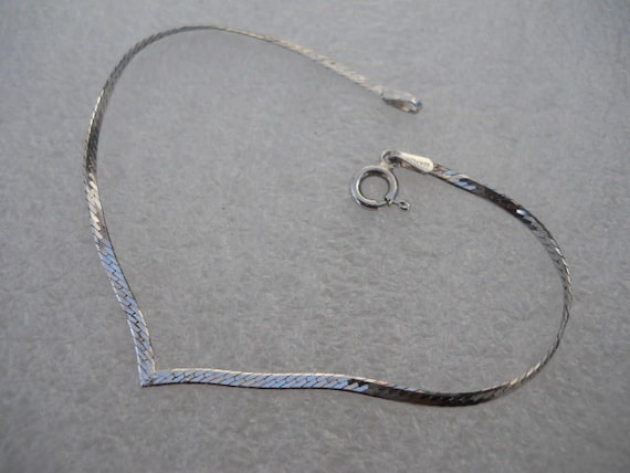 Signed Sterling Silver V Bracelet, Solid Silver I… - image 1