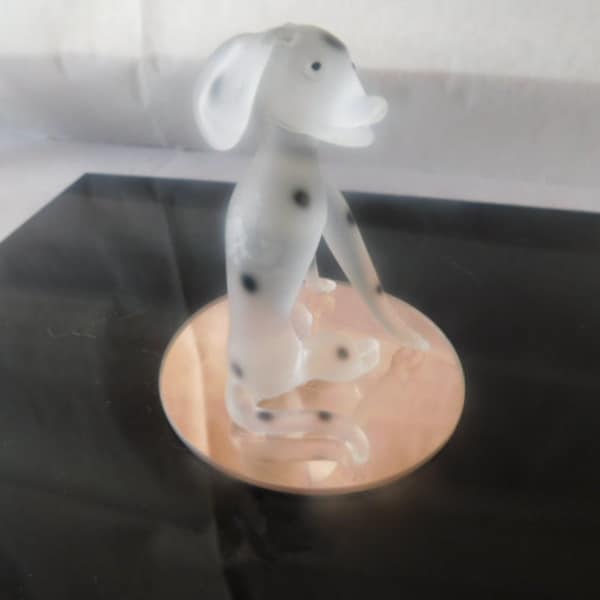 Dalmatian Dog Art Glass Spun Blown Glass Mirror Base