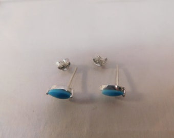 925 Sterling Silver Turquoise Post Earrings Studs Southwestern Hand Crafted