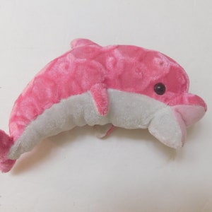 6&quot; Pink White Dolphin Plush Fish Toy Stuffed Animals Sea Ocean Vintage Decor