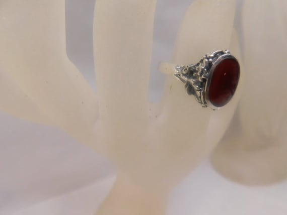 925 Red Carnelian Solid Sterling Silver Ring Sz 7… - image 4