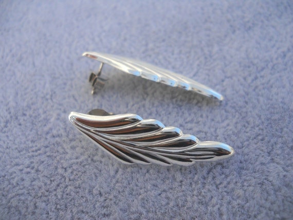 vtg 925 Sterling Silver Post Leaf Style Dangle Ea… - image 3