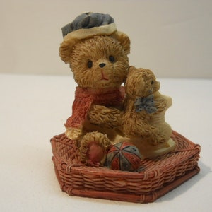 Two Bears on Mat Table Top Figurine Collectibles Vtg #395