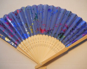 Silk Colorful Fan with Flowers Designs  Handheld Fan Folding Fans Asian #0410