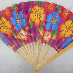 Abanico de mano plegable de colores brillantes con flores florales #Fan177