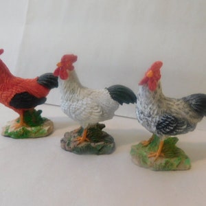 3 pc Chicken Rooster Set Collectibles Decorative Figurine Statue