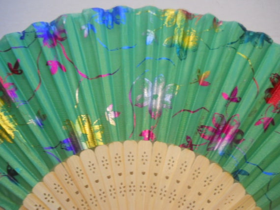 Silk Colorful Fan With Flowers Designs Handheld Fan Folding Fans Asian 0429 Etsy Ireland
