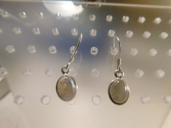 925 RARE Rainbow Moonstone Crafted Dangle Earring… - image 1