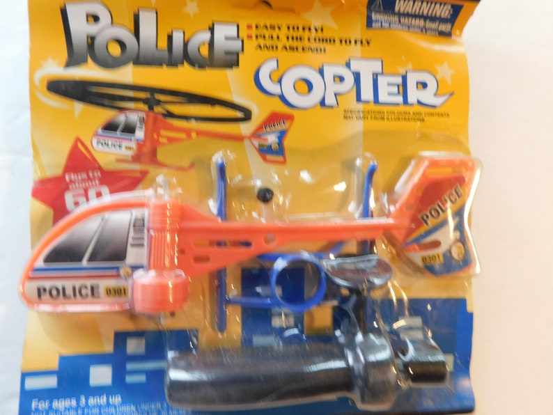 Toy Zoom Police Copter launcher Helicopter Flies Upto 60 feet Vintage image 2