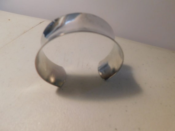 925 Plain Sterling Silver Cuff Bracelet w/ Center… - image 6