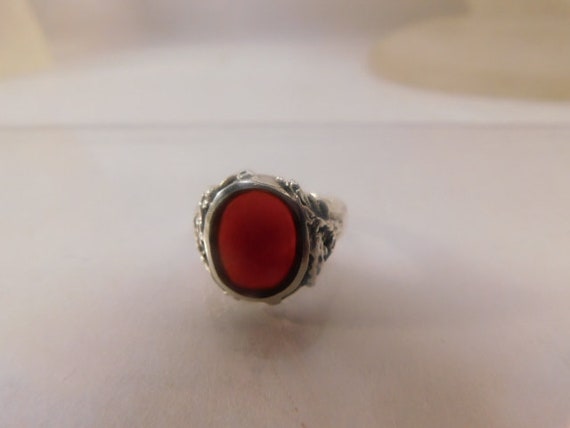 925 Red Carnelian Solid Sterling Silver Ring Sz 7… - image 10