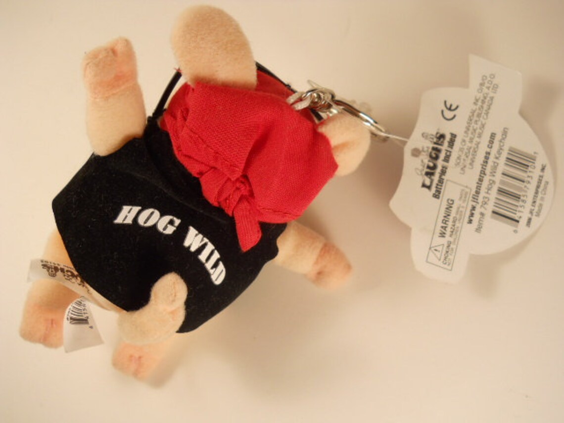 Pig Hog Wild Keychains Keyring With Sound Biker Pig Plush Etsy