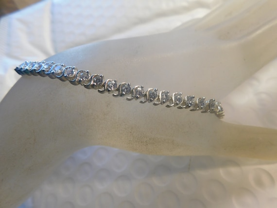 925 Channel 40 Cz Tennis Bracelet Solid Sterling … - image 1