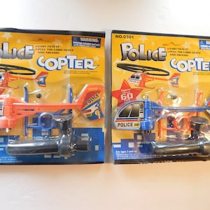 Toy Zoom Police Copter launcher Helicopter Flies Upto 60 feet Vintage image 1