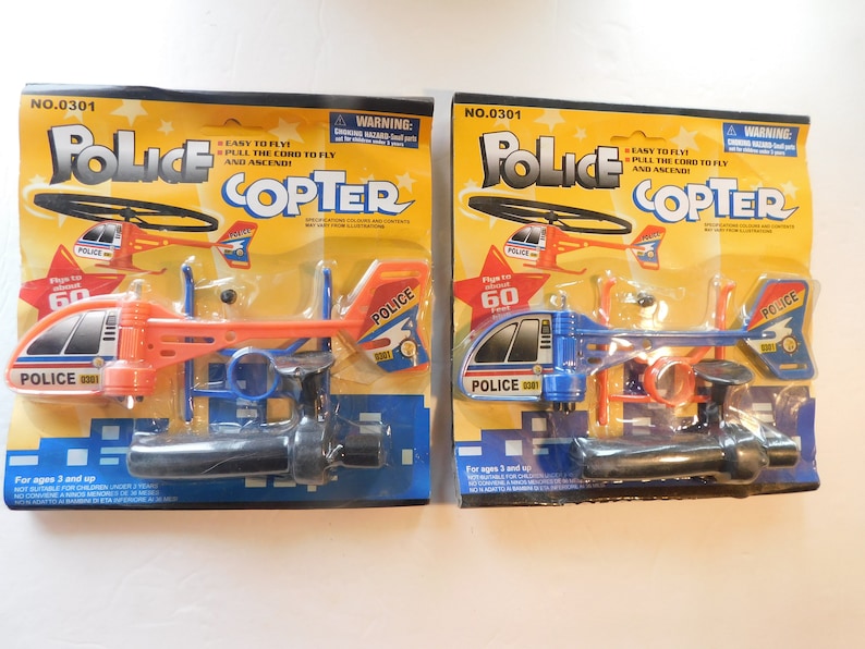 Toy Zoom Police Copter launcher Helicopter Flies Upto 60 feet Vintage image 1