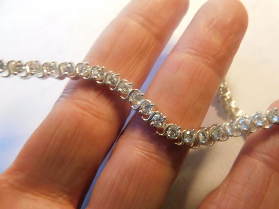 925 Channel 40 Cz Tennis Bracelet Solid Sterling … - image 3