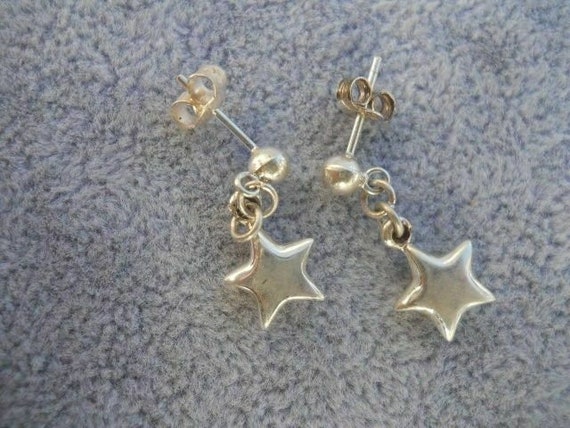 925 Stars & Ball Stud Post Dangle Earrings Sterli… - image 3