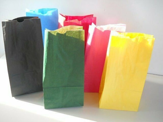 Dyed Colored Paper Bags 6 Asst Colors Mix 6 Size Lunch Treat Party Favor  Birthd 