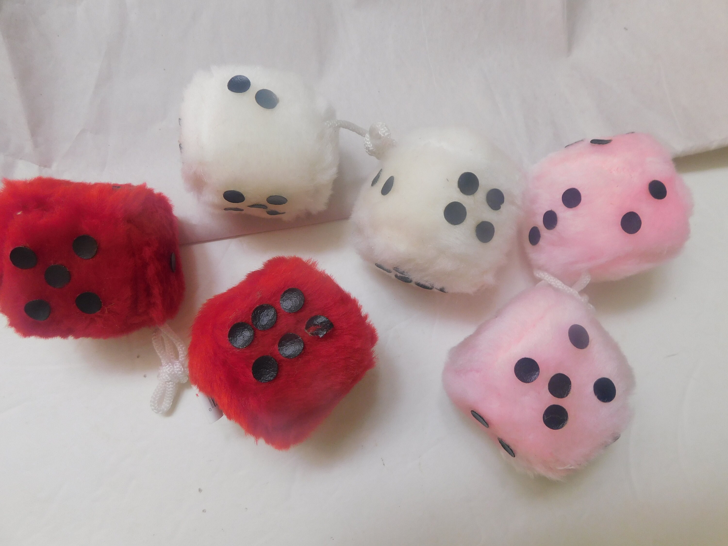 2 Colorful Fuzzy Dice with Dots Pair vintage Auto Etsy