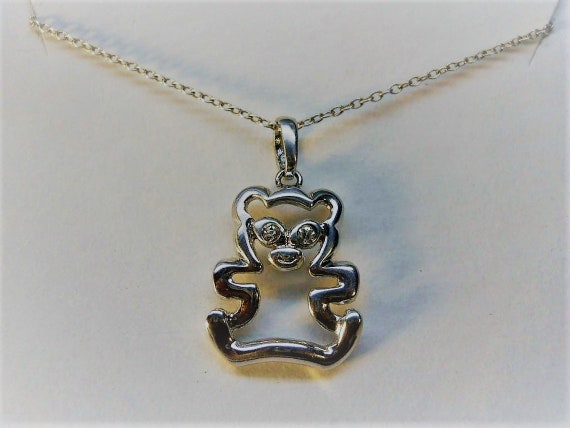 Beautiful Bear Necklace with Cz Stones Crafted 92… - image 1