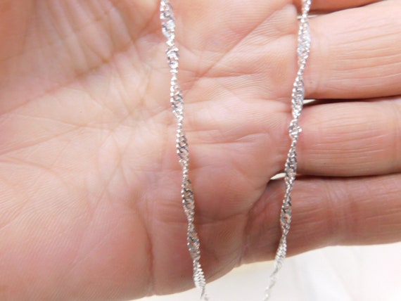 Vintage 925 Singapore 18"L Chain Necklace 2.5mm C… - image 2