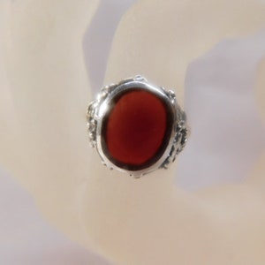 925 Red Carnelian Solid Sterling Silver Ring Sz 7.5 Crafted Solid Sterling Silver