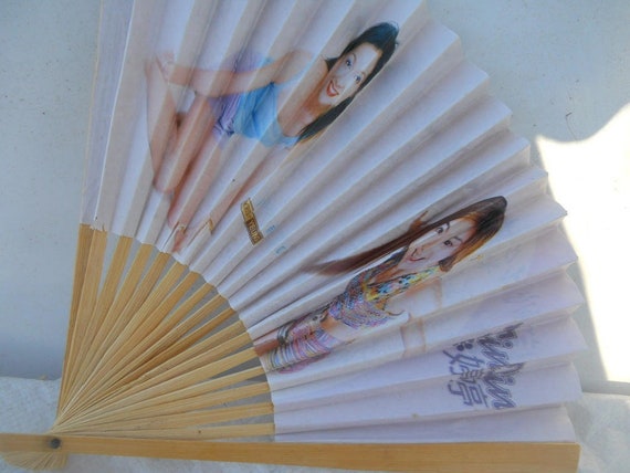 Vintage Asian Ladies Girls Folding Handheld Fan #… - image 2