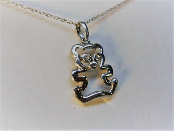 Beautiful Bear Necklace with Cz Stones Crafted 92… - image 4