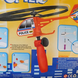 Toy Zoom Police Copter launcher Helicopter Flies Upto 60 feet Vintage image 6