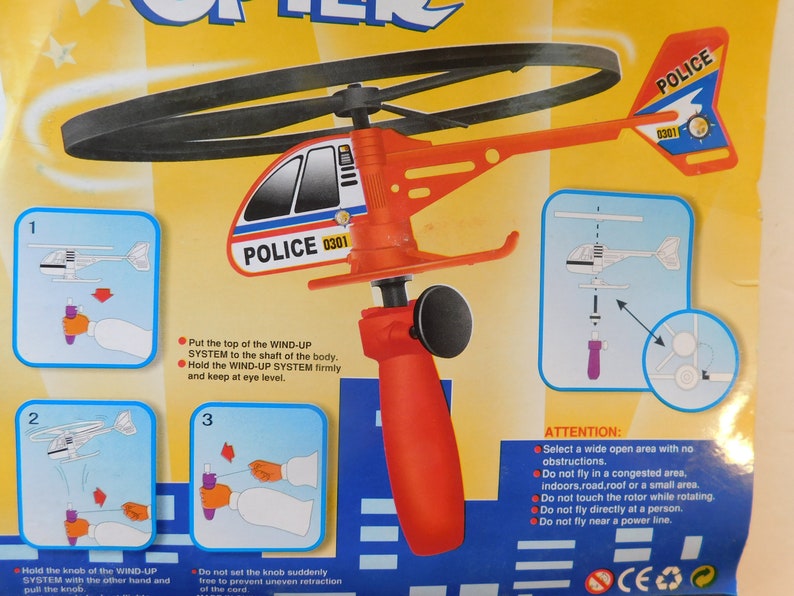 Toy Zoom Police Copter launcher Helicopter Flies Upto 60 feet Vintage image 6