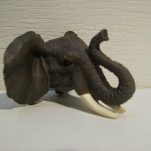 Vintage Figurine Statue Elephant Magnet Hand Painted Elephant Bust